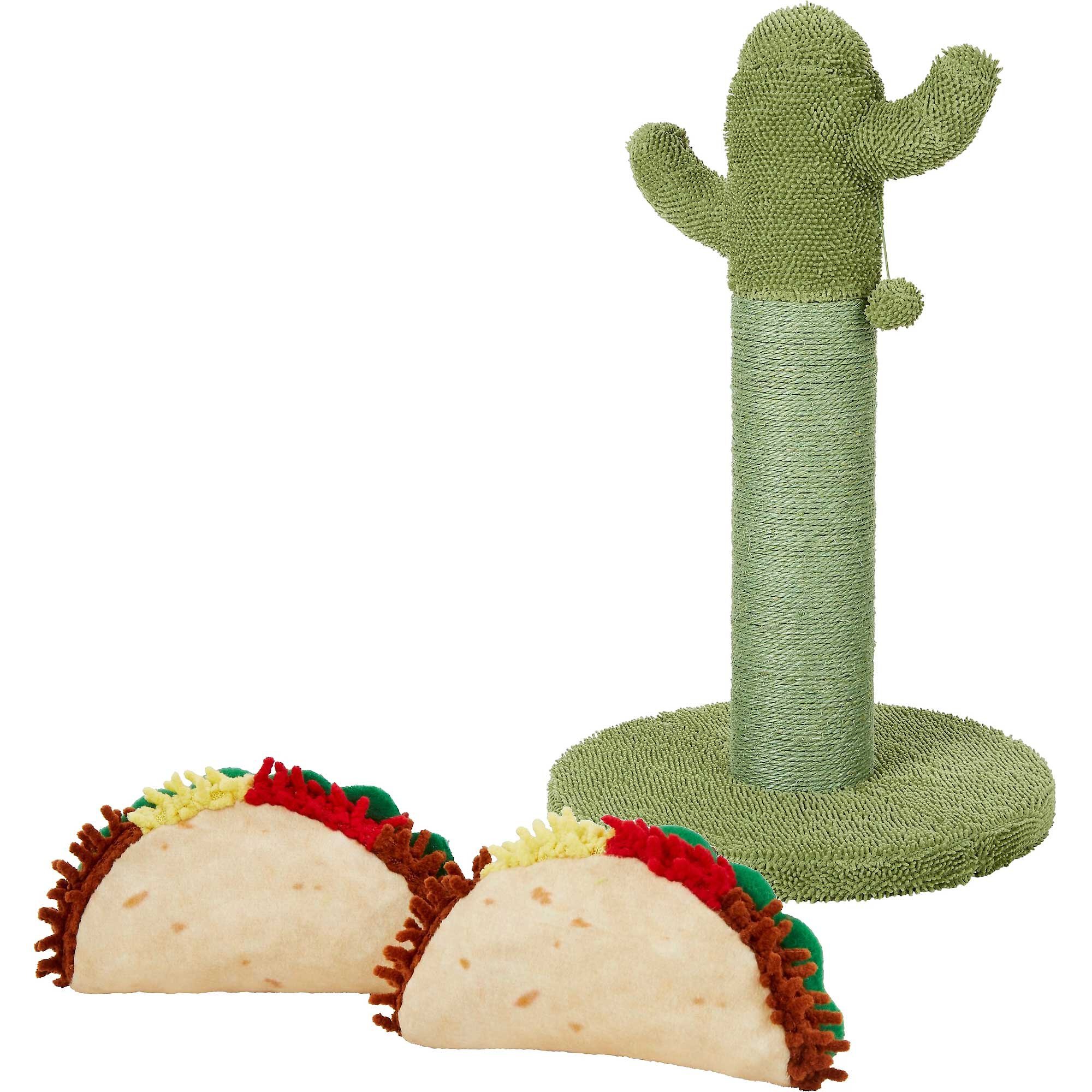 FRISCO Cactus Cat Scratching Post & Frisco Taco Plush Cat Toy with ...