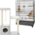 Frisco Collapsible Wire Cage Playpen + 41-in Modern Cat Tree & Condo, Gray