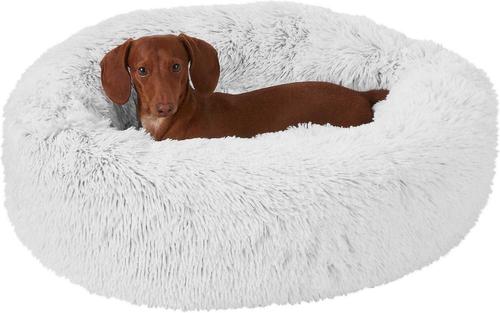 Show full view: Frisco Eyelash Cat & Dog Bolster Bed + Blanket, Silver, Medium slide 2 of 10