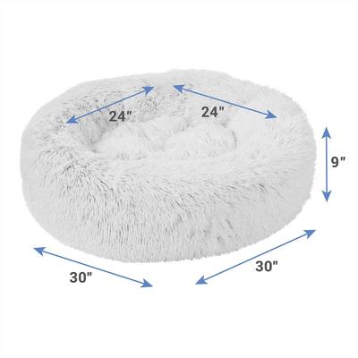 Show full view: Frisco Eyelash Cat & Dog Bolster Bed + Blanket, Silver, Medium slide 3 of 10