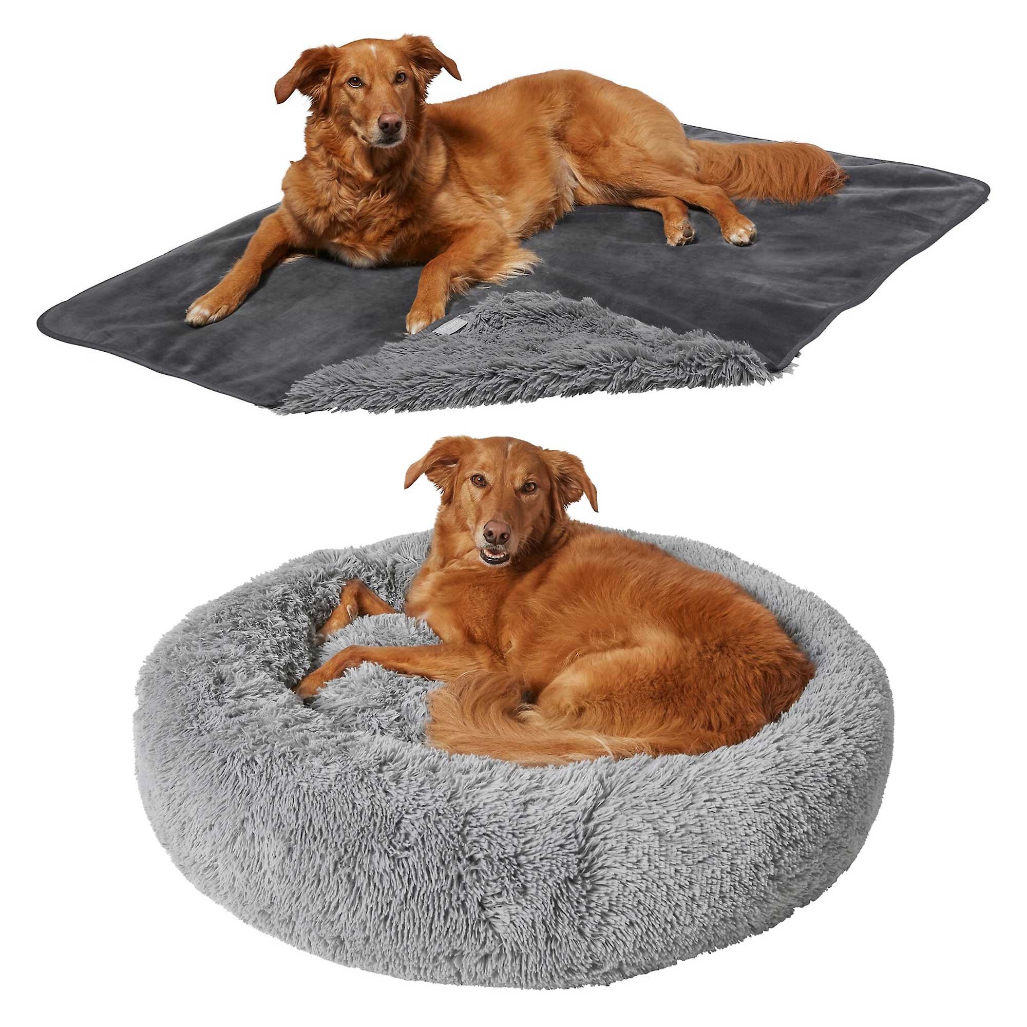 FRISCO Eyelash Cat & Dog Bolster Bed & Frisco Eyelash Cat & Dog Blanket
