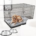 Frisco Fold & Carry Double Door Collapsible Wire Crate & Mat Kit, 48 inch + Stainless Steel Bowl, 4.75-cup, 2 count