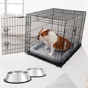 FRISCO Fold Carry Double Door Collapsible Wire Dog Crate Mat Kit Med Large Chewy