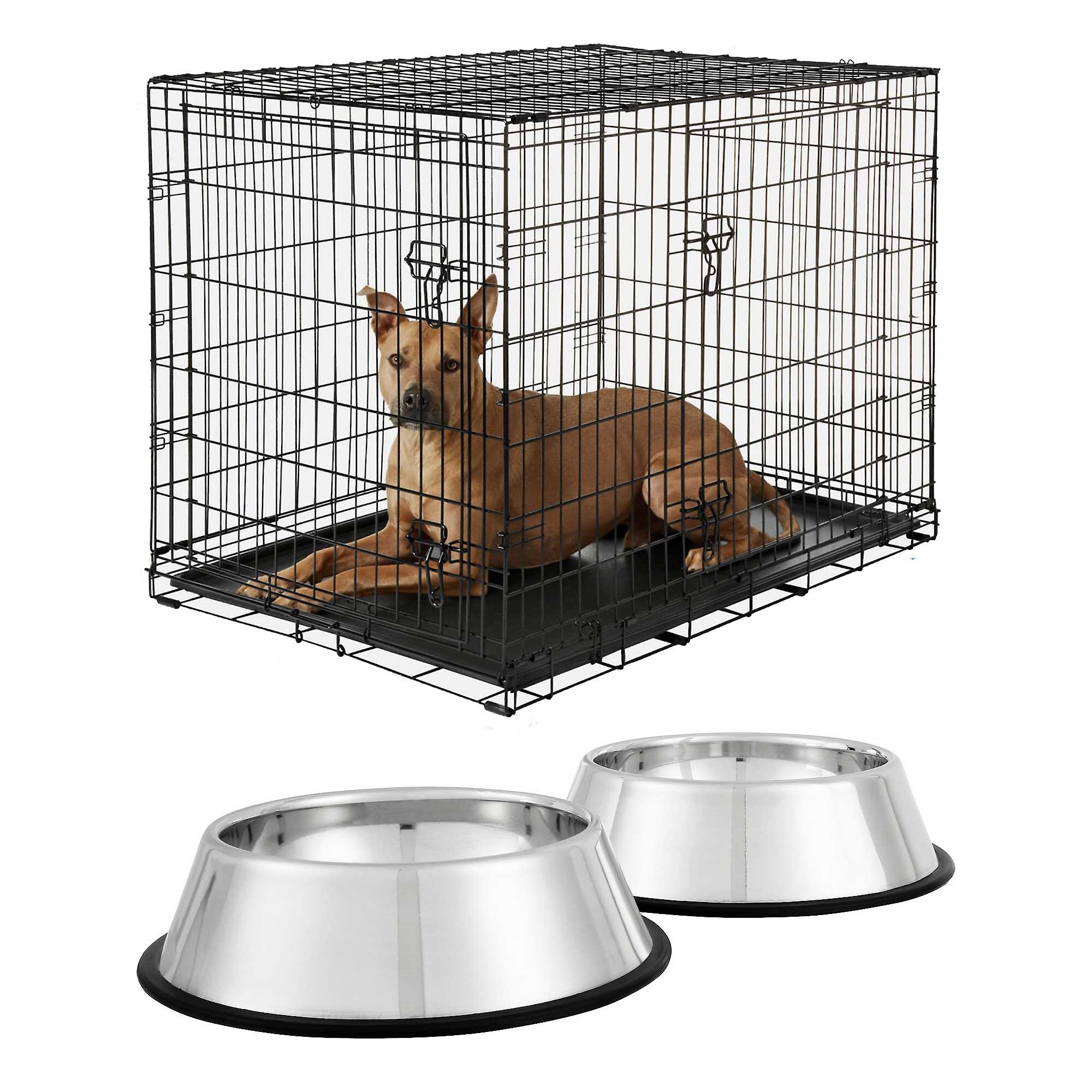 FRISCO Fold & Carry Double Door Collapsible Wire Dog Crate & Mat Kit