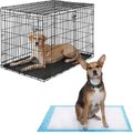 Frisco Heavy Duty Fold & Carry Double Door Collapsible Wire Crate & Mat Kit, 48 inch + Extra Large Dog Training & Potty Pads, 28 x 34-in, 150 count, Unscented
