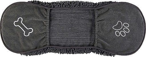 Frisco Microfiber Chenille Shammy Towel + Paw Print Mat, Gray, Large
