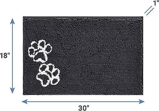 Frisco Microfiber Chenille Shammy Towel + Paw Print Mat, Gray, Large