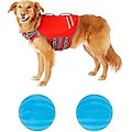 Frisco Neoprene Life Jacket, Large + Floating Fetch Ball No Squeak Dog Toy, Blue, Medium, 2-pack