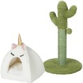 Frisco Novelty Unicorn Covered Bed + Cactus Cat Scratching Post, 22-in