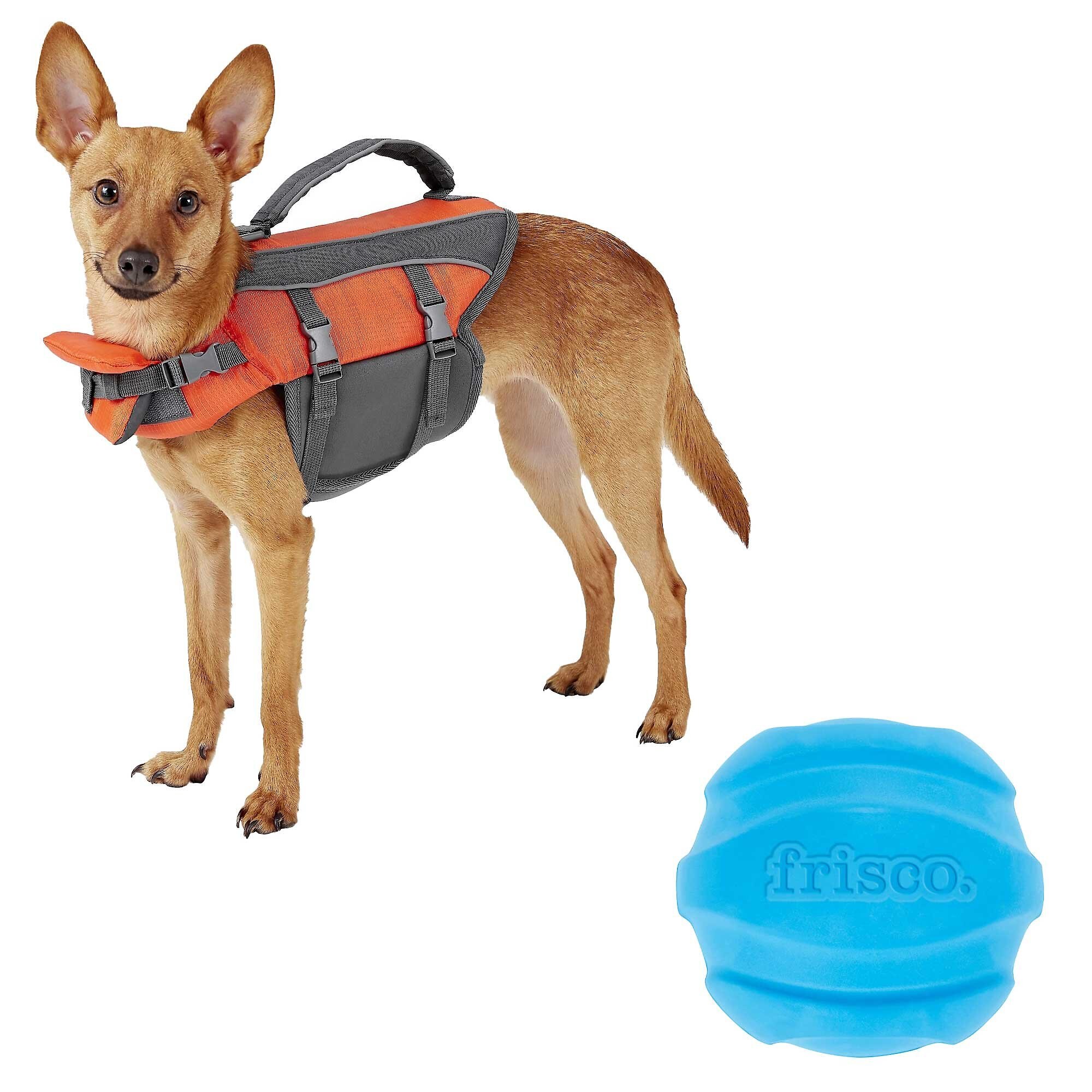 FRISCO Ripstop Life Jacket + Floating Fetch Ball No Squeak Dog Toy
