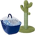 Frisco Top Loading Kennel, Navy + Cactus Cat Scratching Post, 22-in