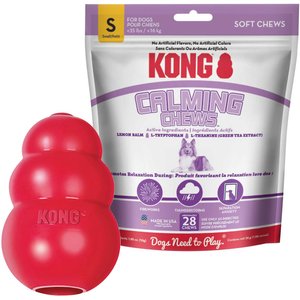 KONG Classic Toy, X-Small + Calming Chews Small Dog Supplement