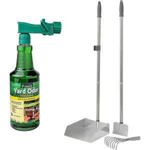 NaturVet Yard Odor Eliminator + Frisco Rake and Spade Set with Dustpan, Large