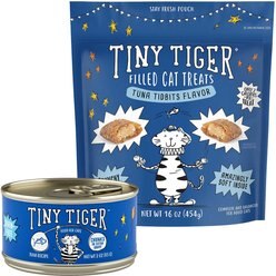 Tiny Tiger Chunks in EXTRA Gravy Tuna Recipe Grain-Free Canned Food + Tuna Tidbits Flavor Filled Cat Treats slide 1 of 9