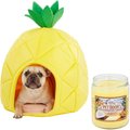 YML Pineapple Covered Bed, Medium + Pet Odor Exterminator Pineapple Coconut Deodorizing Candle
