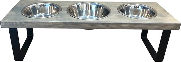 Bearwood Essentials Farmhouse 3-Bowl Elevated Dog Feeder, Grey, Medium slide 1 of 3