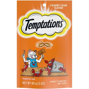 Temptations Classic Crabby Crab Flavor Crunchy & Soft Cat Treats, 3-oz bag