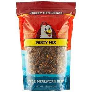 Happy Hen Treats Seed & Mealworm Party Mix Poultry Treats, 2-lb bag, bundle of 2