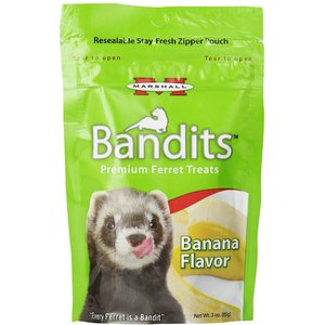 Marshall Bandits Premium Banana Flavor Ferret Treats, 3-oz bag, bundle of 4
