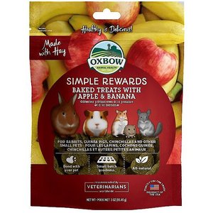 Oxbow Simple Rewards Oven Baked with Apple & Banana Small Animal Treats, 3-oz bag, bundle of 3