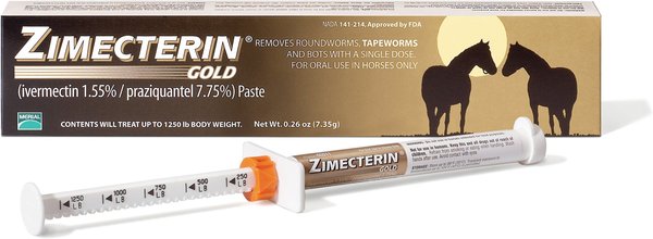 Zimecterin Gold (Ivermectin & Praziquantel) Paste Horse Dewormer, 0.26-oz syringe, 6 count slide 1 of 7