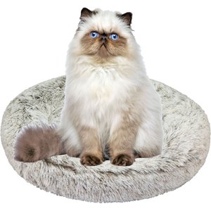 HappyCare Textiles Luxury Donut Cuddler Round Cat & Dog Bed, Beige