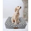 HappyCare Textiles Rectangle Bolster Cat & Dog Bed, Chevron Grey, Medium