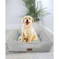 HappyCare Textiles Rectangle Bolster Cat & Dog Bed, Stripe Grey, Medium