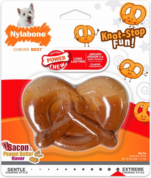 Nylabone Power Chew Pretzel Bacon & Peanut Butter Flavor Dog Chew Toy slide 1 of 9