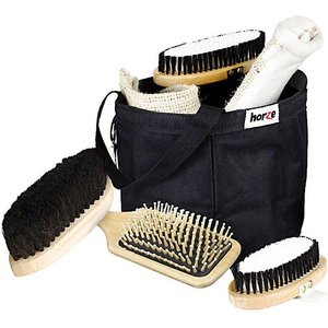 Horze Equestrian Wooden Horse Grooming Tools & Tote