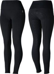 Horze Equestrian Womens Gillian Silicone Full Seat Tights, Black, 22