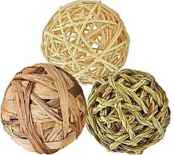SunGrow Rabbit Assorted Chew Ball Treats Cat & Guinea Pig Teeth Cleaning & Grinder, 3 Count