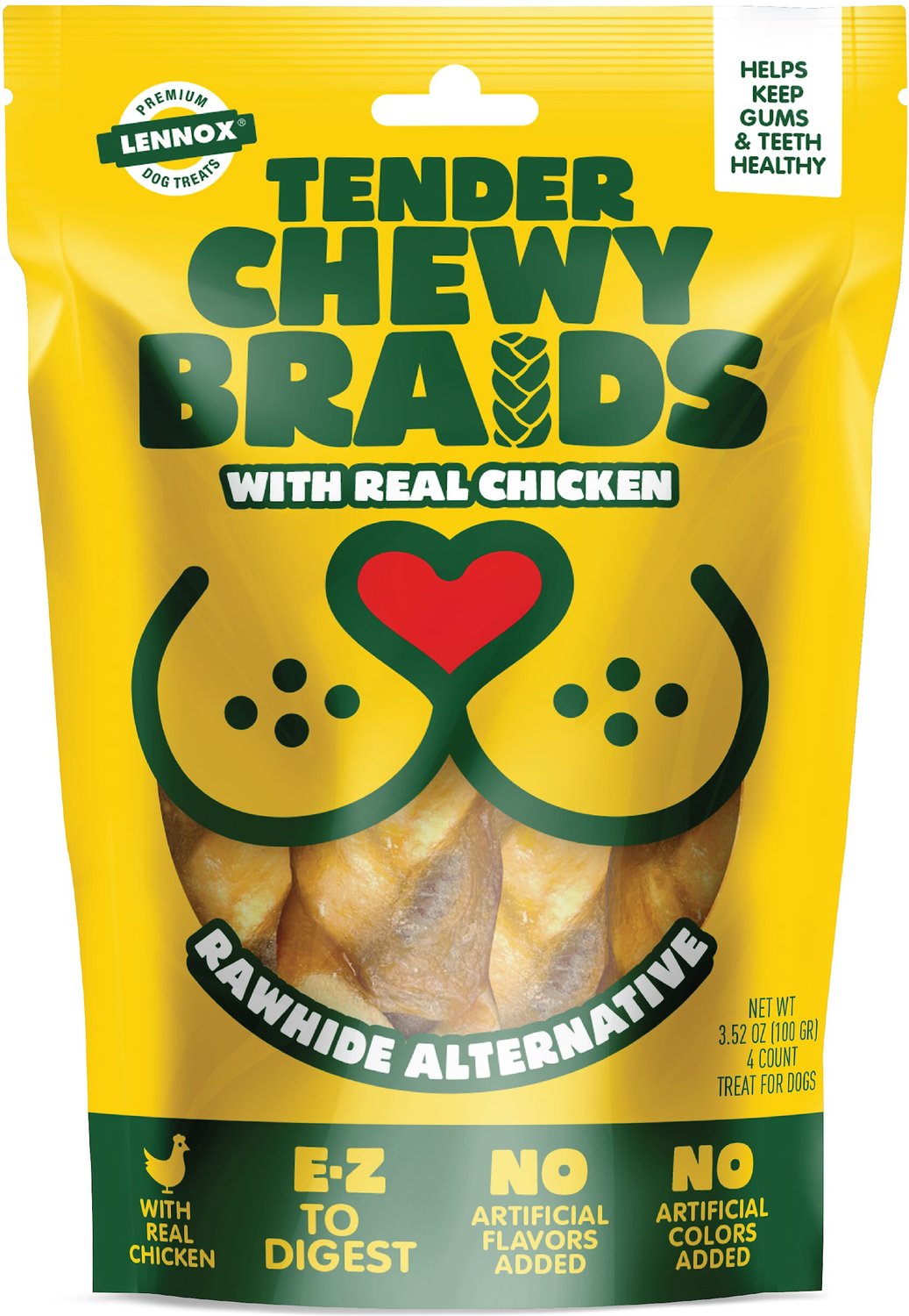 Lennox Tender Braids with Chicken Dog Treats, 4 count