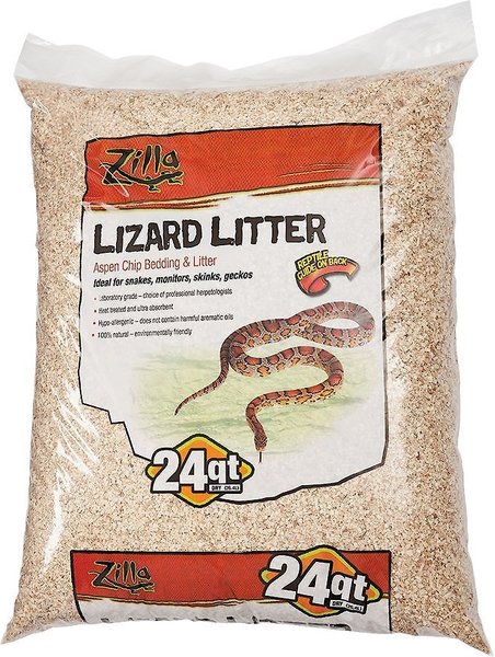 Zilla Lizard Litter Aspen Chip Reptile Bedding, 24-qt bag, bundle of 3 slide 1 of 2