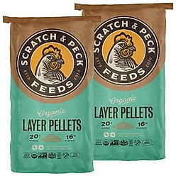 Scratch and Peck Feeds Organic Chicken & Duck Feed Layer Pellets 16% Protein, 25-lb bag, bundle of 2