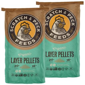 Scratch and Peck Feeds Organic Chicken & Duck Feed Layer Pellets 16% Protein, 25-lb bag, bundle of 2