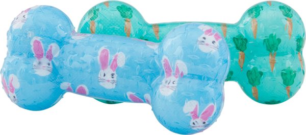 Frisco Easter TPR Bone Squeaky Dog Toy, Medium/Large, 2 count slide 1 of 5