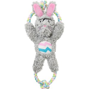 Frisco Plush with Rope Squeaking Bunny Dog Toy, Medium/Large