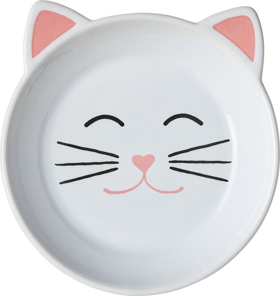 Frisco Cat Face Non-skid Ceramic Cat Dish, White, 0.62 Cup, 2 count slide 1 of 6