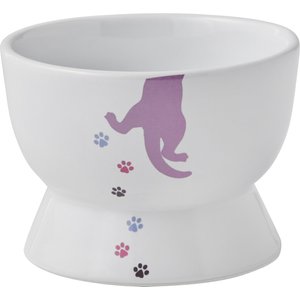 Frisco Cat Print Non-skid Elevated Ceramic Cat Bowl, Short, 1.0 Cup, 2 count