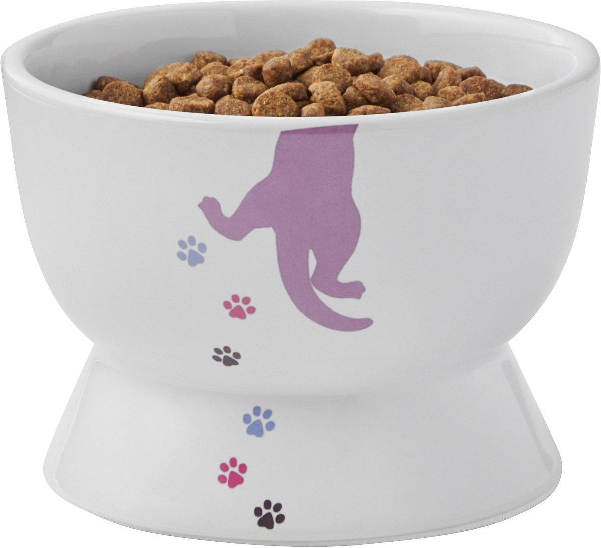 Frisco Cat Print Non-skid Elevated Ceramic Cat Bowl, Short