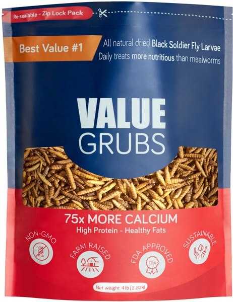 Value Grubs Black Soldier Fly Larvae Chicken, Duck, & Bird Feed & Molting Supplement, 4-lb bag, bundle of 2 slide 1 of 7