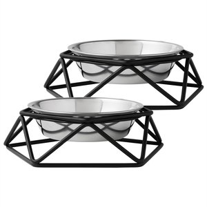 Frisco Elevated Stainless Steel Dog & Cat Bowl with Metal Stand, 0.75 Cup, 2 count