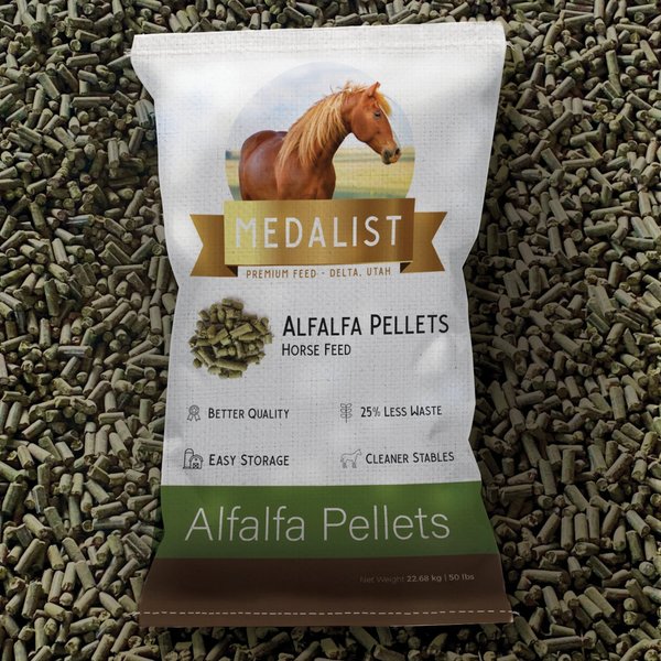 Medalist Alfalfa Pellets Complete Horse Feed, 50-lb bag, 50-lb bag, bundle of 3 slide 1 of 5