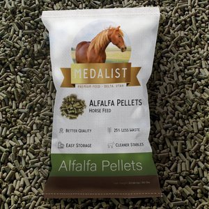 Medalist Alfalfa Pellets Complete Horse Feed, 50-lb bag, 50-lb bag, bundle of 3