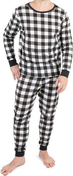 Leveret Two Piece Cotton Family Matching Pajamas, Black & White Plaid, Men's, XX-Large slide 1 of 2