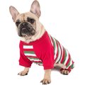 Leveret Two Piece Cotton Family Matching Pajamas, Red White & Green Stripes, Dog's, X-Small