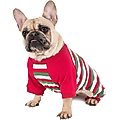 Leveret Two Piece Cotton Family Matching Pajamas, Red White & Green Stripes, Dog's, Large