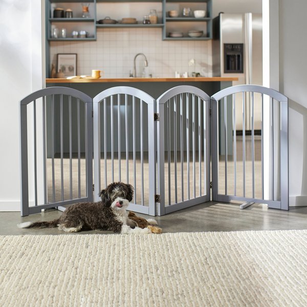 FRISCO Deco Horizontal Lines 3Panel Dog Gate, 24in, Espresso