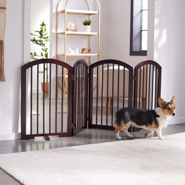 Frisco Arch 4-Panel Solid Wood Dog Gate, 30-in, Espresso slide 1 of 6